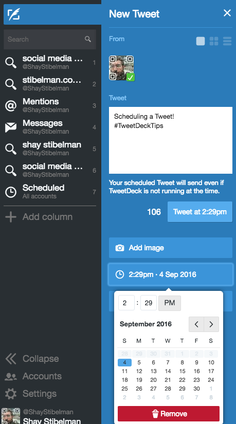 Scheduling a Tweet with TweetDeck