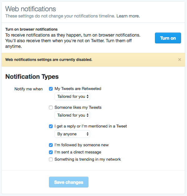 Twitter notifications