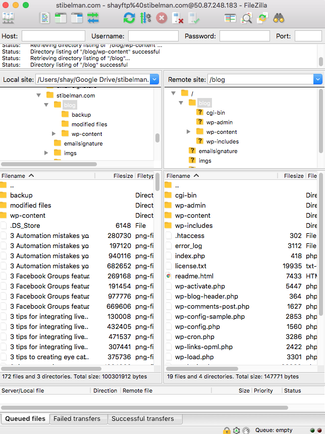 filezilla screenshot remote files