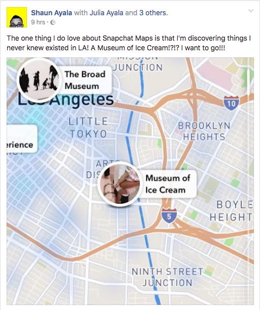 Shaun Ayala Snap Map post