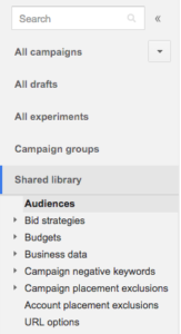 AdWords - opening the audience window