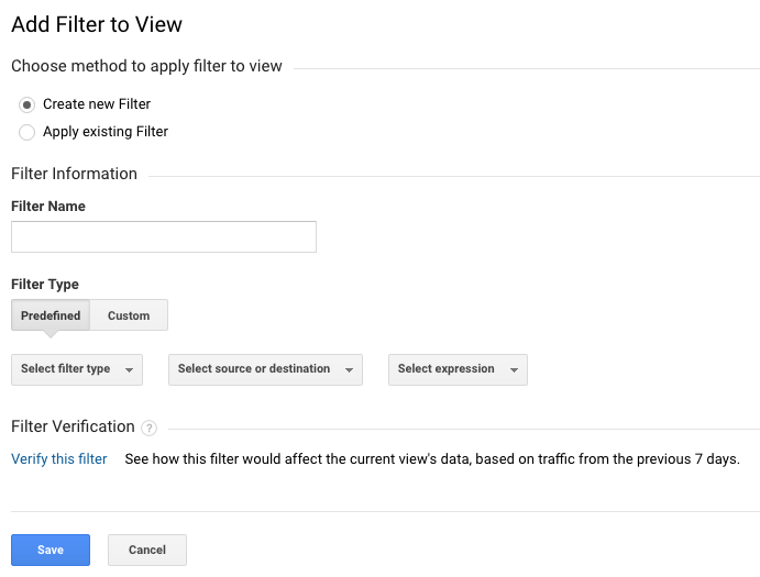 New Google Analytics Filter